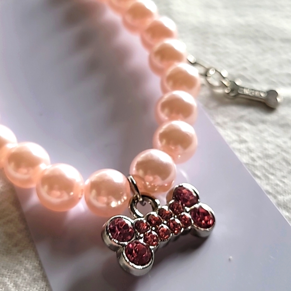 LARGE Rhinestone Bone Pendant Pet Necklace